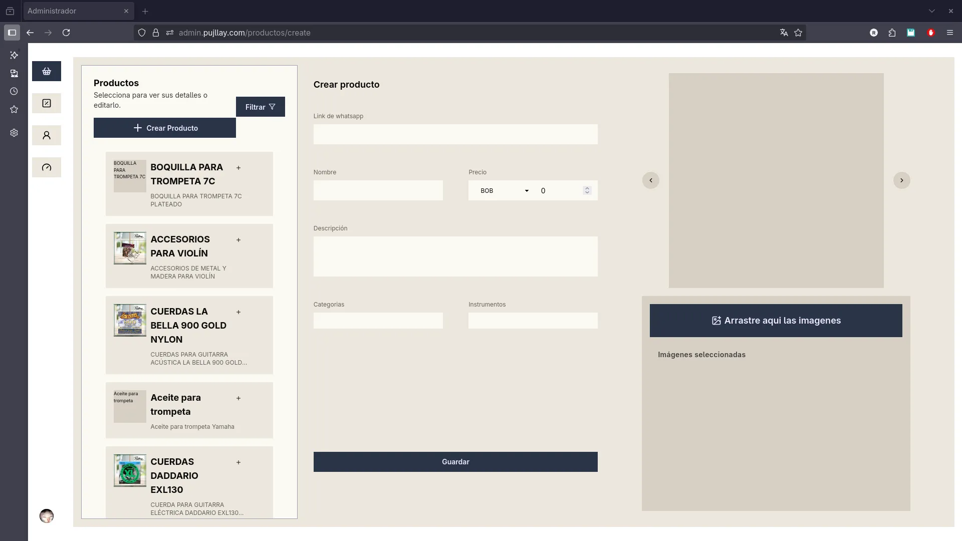 Formulario de creacion